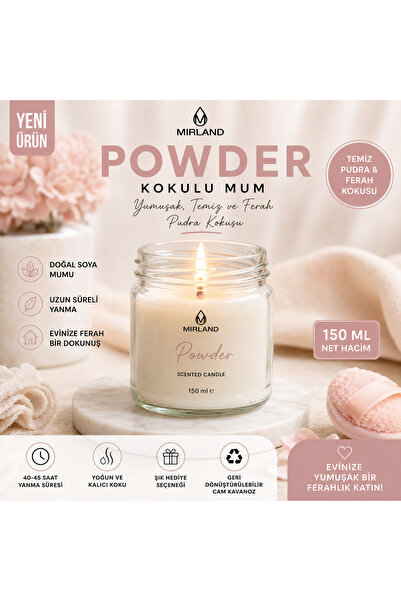 Mirland POWDER UZUN SÜRE YANIŞ DEKORATİF CAM KAVANOZ 150 ML KOKULU MUM
