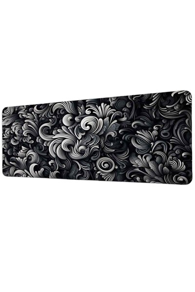 gxe.art Black and White Baroque Floral Motif 40X90 cm Gaming Mousepad Non-Sli...