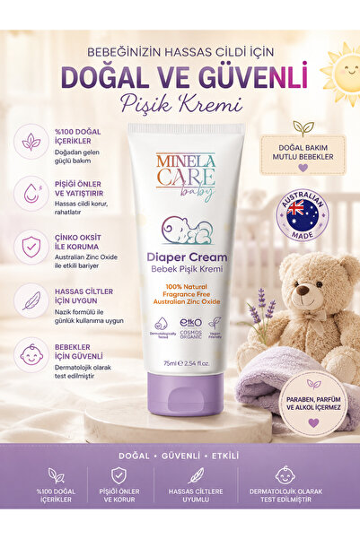Minela Care Natural Baby Rash Protective Care Cream with Zinc Oxide for Baby ...