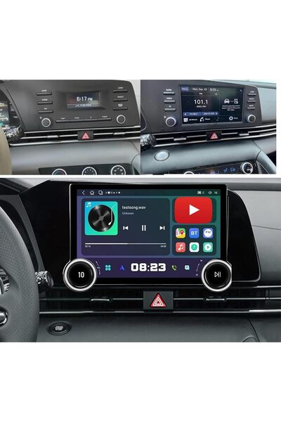 Carplayer شاشة أندرويد لسيارة هيونداي إلنترا طراز 2021-2025 مع مقبضين ماسيين،...