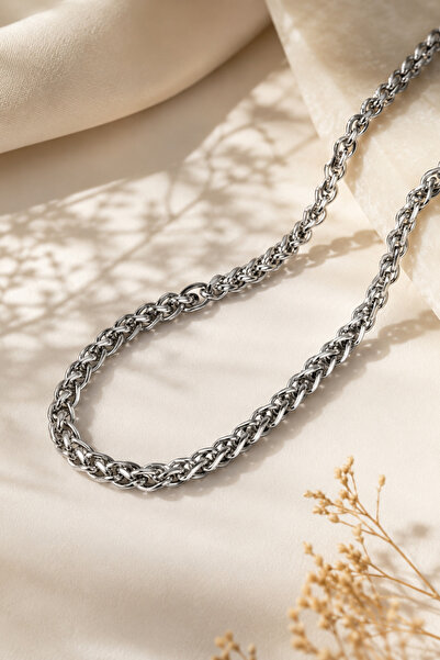 Boldy Stainless Steel Necklace - Knitted Chain Necklace - Steel Necklace - Kn...