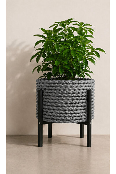 Bohem studio 30 cm Mt Standlı Örgü Saksı – Gri