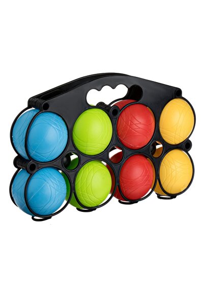 OEM Joc de petanca - 8 bile colorate din plastic (7cm) + 2 ținte metalice