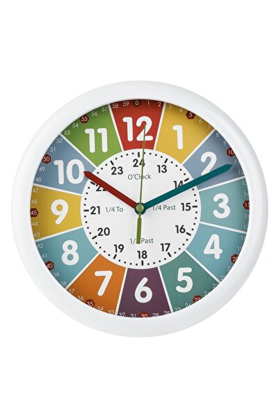OEM Ceas de perete educativ alb de 20cm pentru copii, cu marcaje colorate, în...