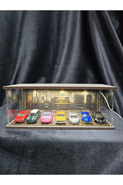 fabrikahşap Tamirhane Tema 1.64 Diorama Model Araba Standı Usb Ledli 7 Araçlı...