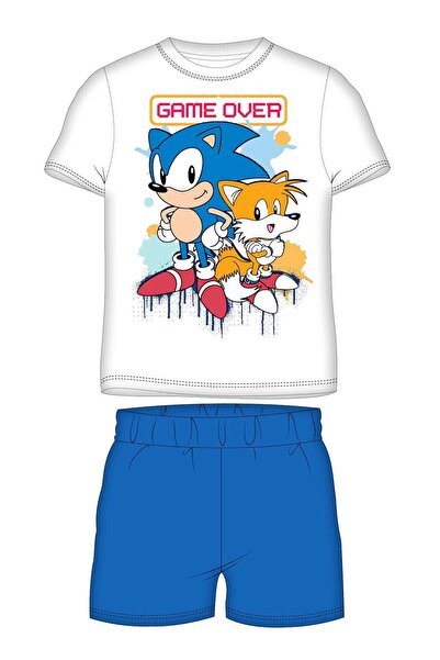 Sonic Λευκές καλοκαιρινές πιτζάμες 4-9 ετών, λεπτής πλέξης σαν συμπαγές μπλου...