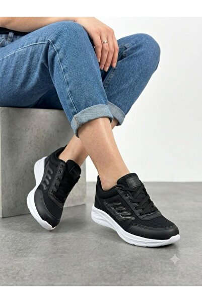 Lütfi Women's Black Sneaker Ultra Light Orthopedic Sole Walking Shoes