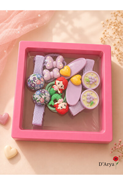 Darya D’Arya Pink Figured 8-Piece Girls' Hair Accessory Gift Boxed Set – Snap...