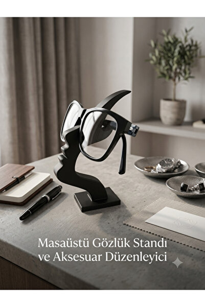 Masaüstü Dekoratif Yüz Figürlü Gözlük Standı Ve Aksesuar Düzenleyici Organizer
