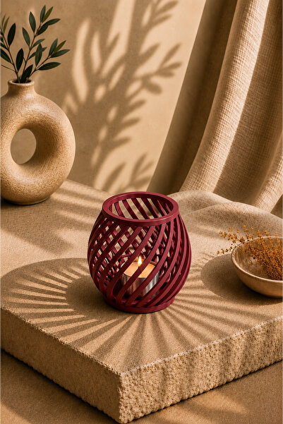 3D BASKI EVRENİ Dağ Teknoloji Spiral Dekoratif Mumluk | 3D Baskı Tealight Mumluk