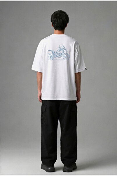 A03072 Baskılı Beyaz Oversize T-shirt
