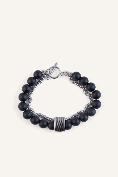 DeFacto Men's Black Beaded Bracelet I0526Axns