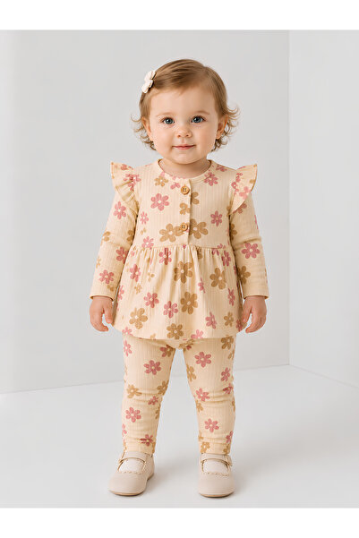 MİLANO KİDS Girl's Top and Bottom Seasonal Ribbed and Leggings Set