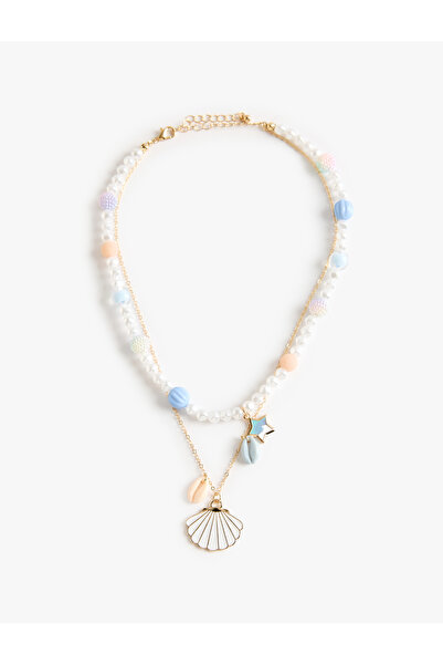 Koton Pearl Multi Necklace with Dangle Steel Mixed Shell Charms