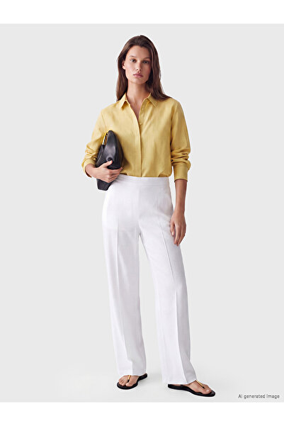 LC Waikiki Lcw Modest White Women's Elastic Waist Pants