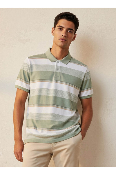 FAV Men Short Sleeves Striped Polo T-shirt