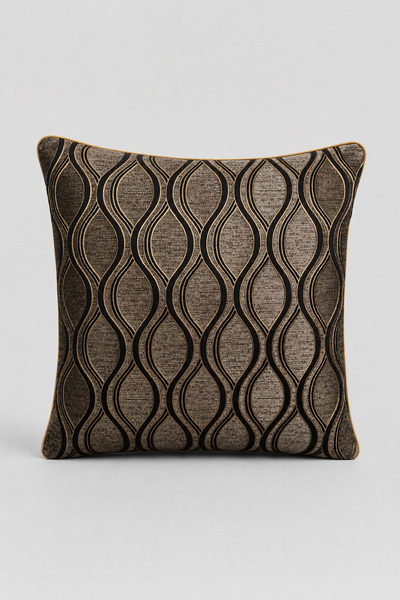 LUX VIE Jacquard Cushion Cover with Geometric Pattern and Piping