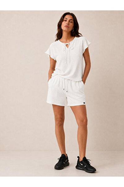 just wear zt Women's Tie-Detail Blouse Shorts Set