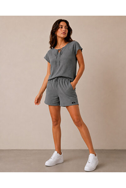 just wear zt Women's Tie-Detail Blouse Shorts Set