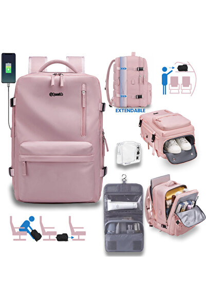 Quasar & Co. Rucsac voiaj, bagaj mana 43x30x20-28cm+trusa cosmetice cu carlig...