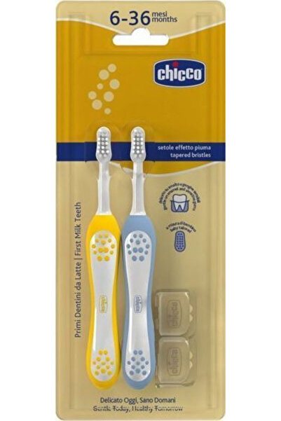Chicco Σετ οδοντόβουρτσας μωρού για 6 μηνών+ 2 τεμάχια πολύχρωμο