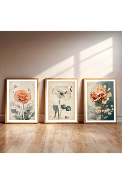 woodsia 3 Parça Çerçeve Görünümlü Ahşap Mdf Tablo Seti SET1167
