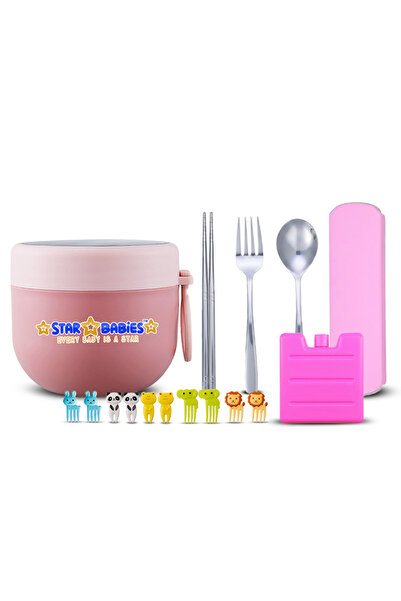 STAR BABiES Set Of 4 School Lunch Accessory Combo Set Green Thermal Mini Food...