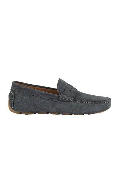 Pegia Hakiki Süet Erkek Loafer Ayakkabı 500901 Füme