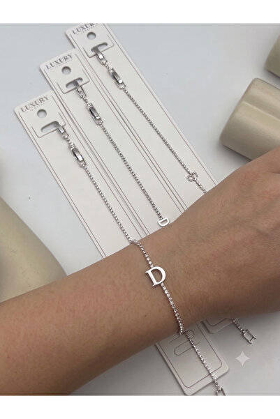 BİJU YILMAZ Steel Letter Bracelet with Stones