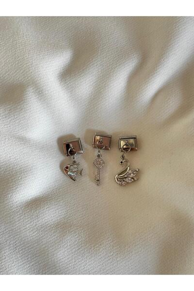 bijoux uniques New Season Fish Key Swan Steel Italian Charm