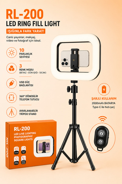 DURUBO ŞARJLI Tripod Ledli Ayaklı Tripot Pro Youtuber Fotoğraf Video Çekimi T...