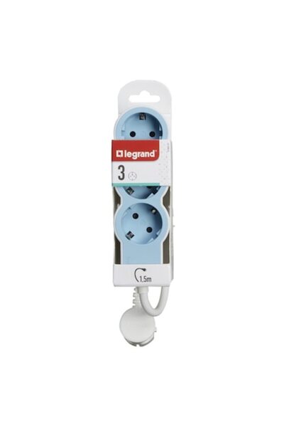 Legrand Prelungitor, 3 prize, cablu 3x1.5mm, lungime cablu 1.5 m, Alb/Albastru