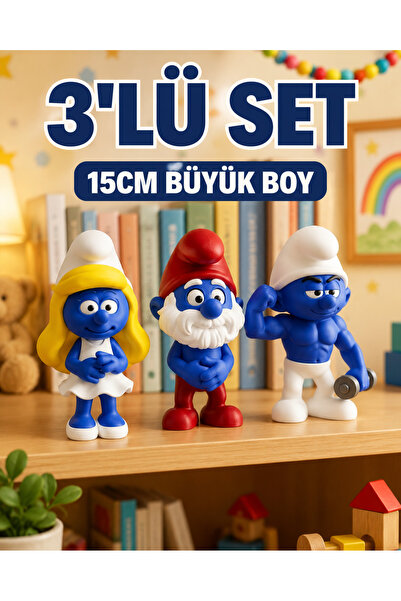 GiginGo Şirin Karakterler 3'lü Set - (Şirin Baba, Kaslı Şirin , Şirine) - 15C...