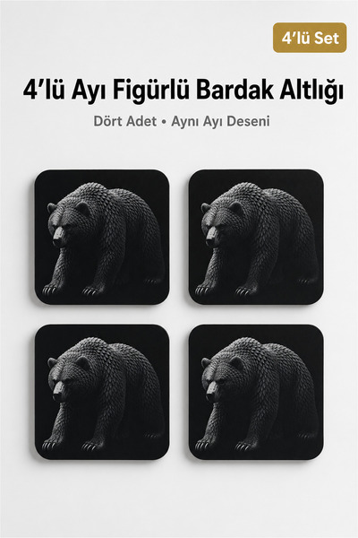FLY LIFE Bear Figured Coasters - Set of 4 Non-Slip Table Protectors