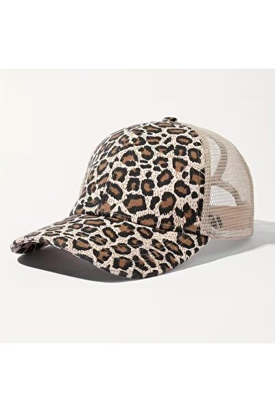 valkyrie Women's Leopard Print Mesh Cap Ponytail Compatible Adjustable Baseba...