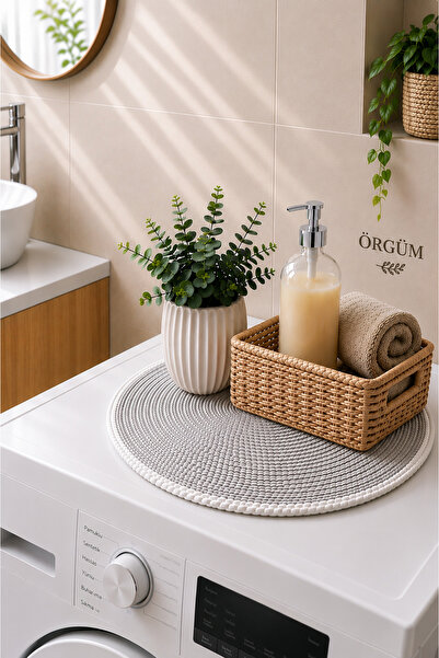 ÖRGÜM Machine Cover 43X43 cm Handcrafted Wicker Look Cover