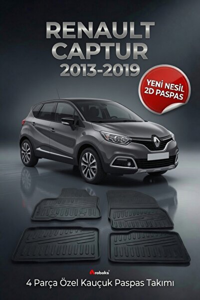 Arabaks RENAULT CAPTUR 2013-2019 4 Parça YENİ NESİL 2D Kauçuk Paspas Takımı -...