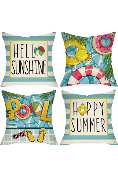 Arabest 4-Piece Decorative Throw Pillow Covers,18x18 Inches,Summer Theme with...