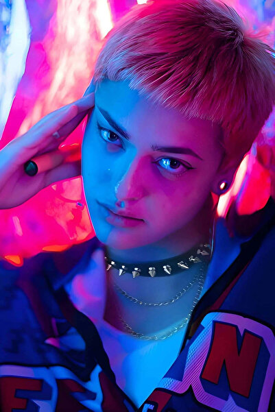Angels Passion Leather Choker with Nail Detail, Studded and Chain Chocker