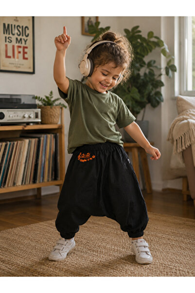 Be'Calm Müslin %100 Organik Pamuk - Uniseks Bebek/Çocuk Şalvar Pantalon - Rhy...