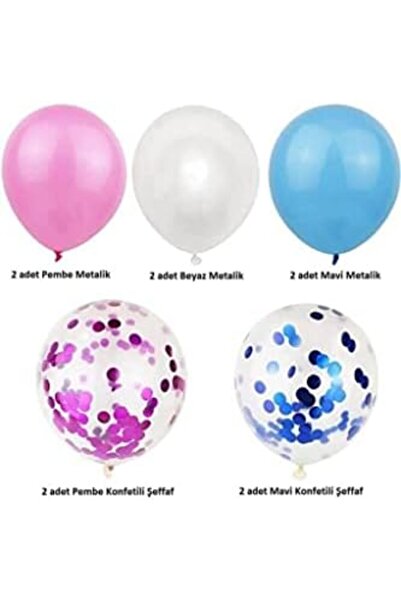 Yıldızan Mht Shop Gender Party Girl Boy Blue Pink Confetti Balloon Garland 11...