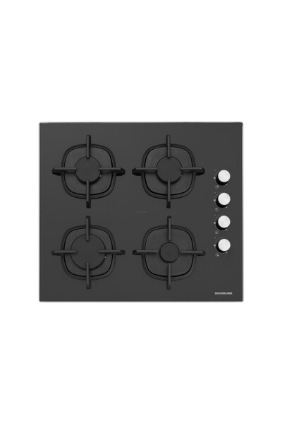 Silverline CS5343B01 Ankastre Ocak Siyah Cam Döküm Izgaralı 4 Gözlü 2900 W Ga...