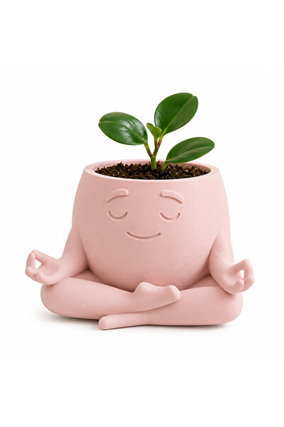 Meditasyon Yapan Surat Figürlü Sukulent Saksısı - 3D Baskı Dekoratif Minimal Saksı - İç Mekan Bitki Saksısı
