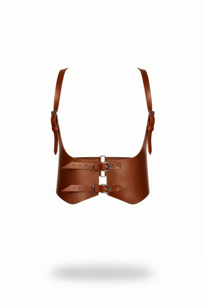 Angels Passion Tan Women's Belt with Shoulder Detail Wide Corset Belt