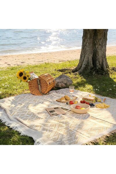TERRIFI Outdoor Sand-Resistant Picnic Blanket - Lightweight Portable T-Shaped...