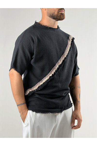 COCOPELLI Striped Design Men's Black Buldan T-Shirt Coc3292