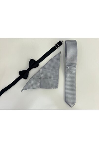ChatonDor GRAY TIE BLACK BOW TIE