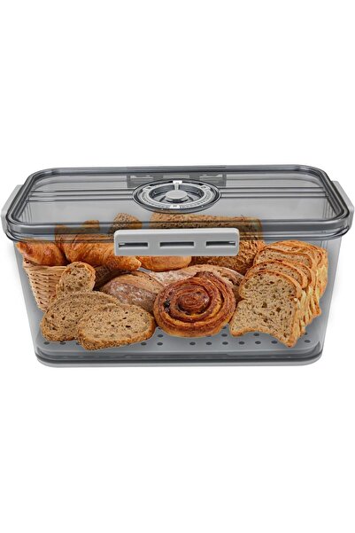 Generic صندوق خبز محكم الإغلاق لسطح المطبخ، حافظة خبز مع غطاء وحصيرة تصريف، ح...