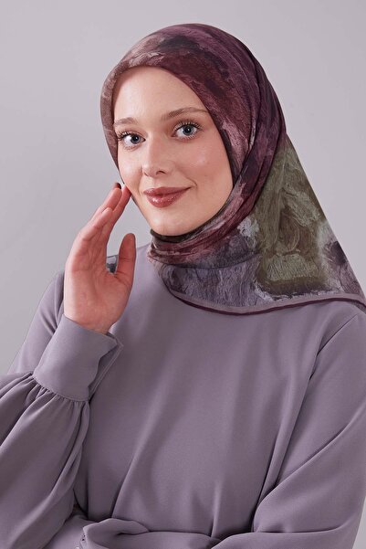 Levidor Dark Burgundy Wave Pattern Silk Cotton Scarf