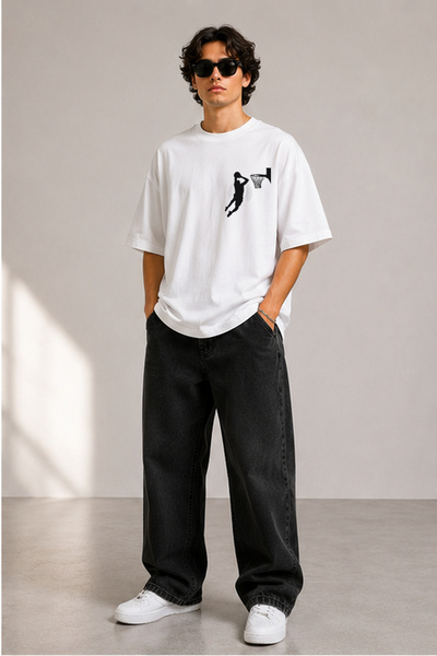 BAGAND Premium Basketball Printed Oversize Unisex T-Shirt 100% Cotton Minimal...
